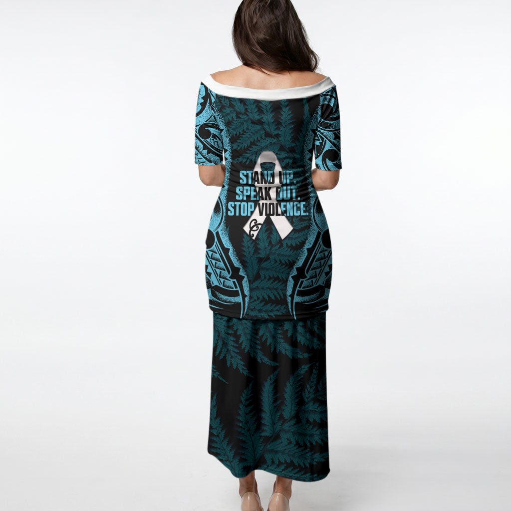 White Ribbon Day New Zealand Puletasi Respect Women Maori Pattern Blue