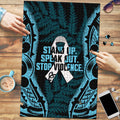 White Ribbon Day New Zealand Puzzle Respect Women Maori Pattern Blue