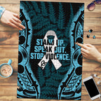 White Ribbon Day New Zealand Puzzle Respect Women Maori Pattern Blue