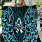 White Ribbon Day New Zealand Quilt Respect Women Maori Pattern Blue