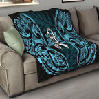 White Ribbon Day New Zealand Quilt Respect Women Maori Pattern Blue