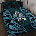 White Ribbon Day New Zealand Quilt Bed Set Respect Women Maori Pattern Blue
