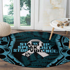 White Ribbon Day New Zealand Round Carpet Respect Women Maori Pattern Blue