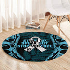 White Ribbon Day New Zealand Round Carpet Respect Women Maori Pattern Blue