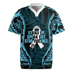 White Ribbon Day New Zealand Rugby Jersey Respect Women Maori Pattern Blue