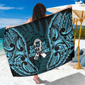 White Ribbon Day New Zealand Sarong Respect Women Maori Pattern Blue