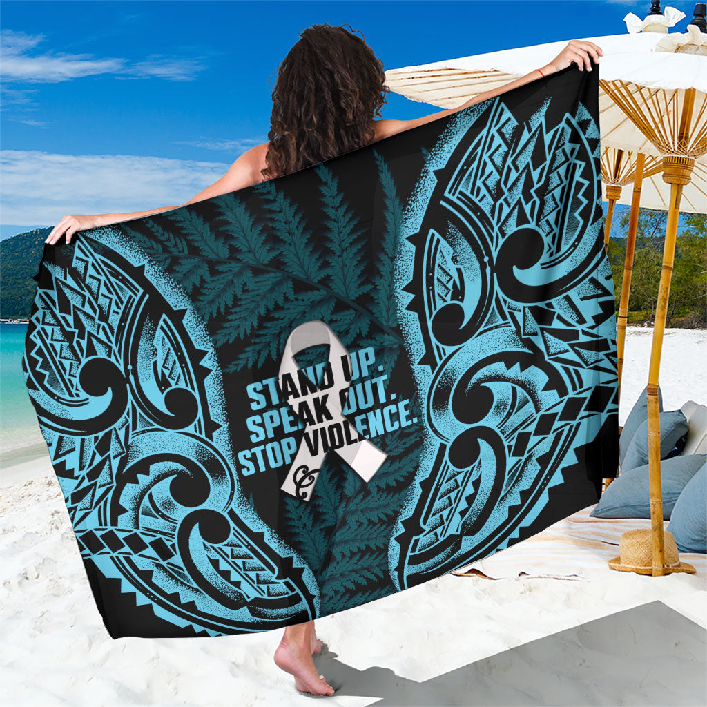 White Ribbon Day New Zealand Sarong Respect Women Maori Pattern Blue