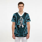 White Ribbon Day New Zealand Scrub Top Respect Women Maori Pattern Blue