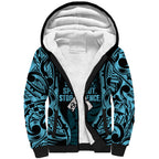 White Ribbon Day New Zealand Sherpa Hoodie Respect Women Maori Pattern Blue