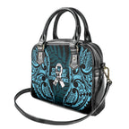 White Ribbon Day New Zealand Shoulder Handbag Respect Women Maori Pattern Blue