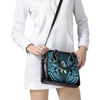 White Ribbon Day New Zealand Shoulder Handbag Respect Women Maori Pattern Blue