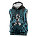 White Ribbon Day New Zealand Sleeveless Hoodie Respect Women Maori Pattern Blue