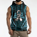 White Ribbon Day New Zealand Sleeveless Hoodie Respect Women Maori Pattern Blue