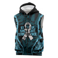 White Ribbon Day New Zealand Sleeveless Zip Hoodie Respect Women Maori Pattern Blue