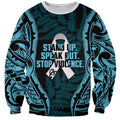 White Ribbon Day New Zealand Sweatshirt Respect Women Maori Pattern Blue