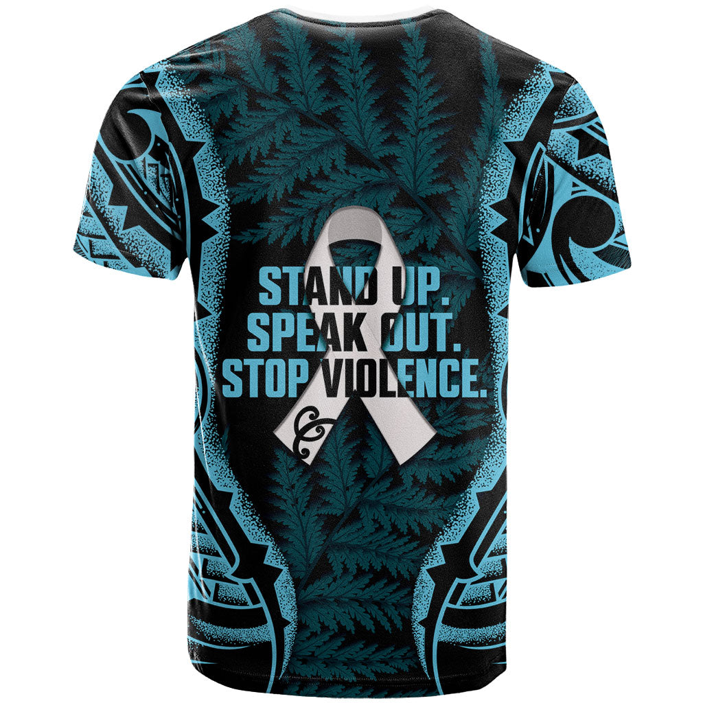 White Ribbon Day New Zealand T Shirt Respect Women Maori Pattern Blue
