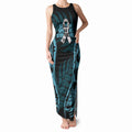 White Ribbon Day New Zealand Tank Maxi Dress Respect Women Maori Pattern Blue