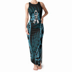 White Ribbon Day New Zealand Tank Maxi Dress Respect Women Maori Pattern Blue
