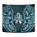 White Ribbon Day New Zealand Tapestry Respect Women Maori Pattern Blue