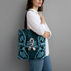 White Ribbon Day New Zealand Tote Bag Respect Women Maori Pattern Blue