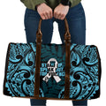 White Ribbon Day New Zealand Travel Bag Respect Women Maori Pattern Blue