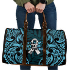 White Ribbon Day New Zealand Travel Bag Respect Women Maori Pattern Blue