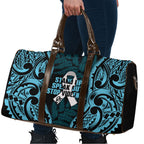 White Ribbon Day New Zealand Travel Bag Respect Women Maori Pattern Blue