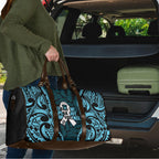 White Ribbon Day New Zealand Travel Bag Respect Women Maori Pattern Blue