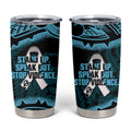 White Ribbon Day New Zealand Tumbler Cup Respect Women Maori Pattern Blue