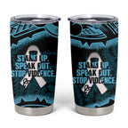 White Ribbon Day New Zealand Tumbler Cup Respect Women Maori Pattern Blue