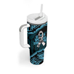 White Ribbon Day New Zealand Tumbler With Handle Respect Women Maori Pattern Blue