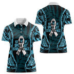 White Ribbon Day New Zealand Women Polo Shirt Respect Women Maori Pattern Blue