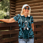 White Ribbon Day New Zealand Women Polo Shirt Respect Women Maori Pattern Blue