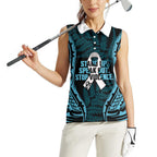 White Ribbon Day New Zealand Women Sleeveless Polo Shirt Respect Women Maori Pattern Blue