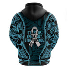 White Ribbon Day New Zealand Zip Hoodie Respect Women Maori Pattern Blue