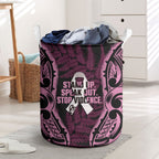 White Ribbon Day New Zealand Laundry Basket Respect Women Maori Pattern Pink