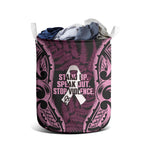 White Ribbon Day New Zealand Laundry Basket Respect Women Maori Pattern Pink