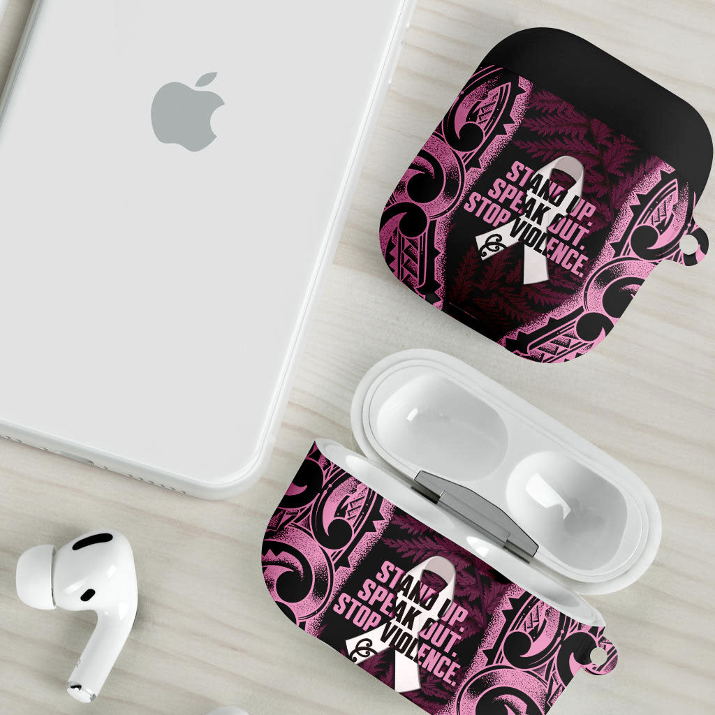 White Ribbon Day New Zealand AirPods Case Respect Women Maori Pattern Pink