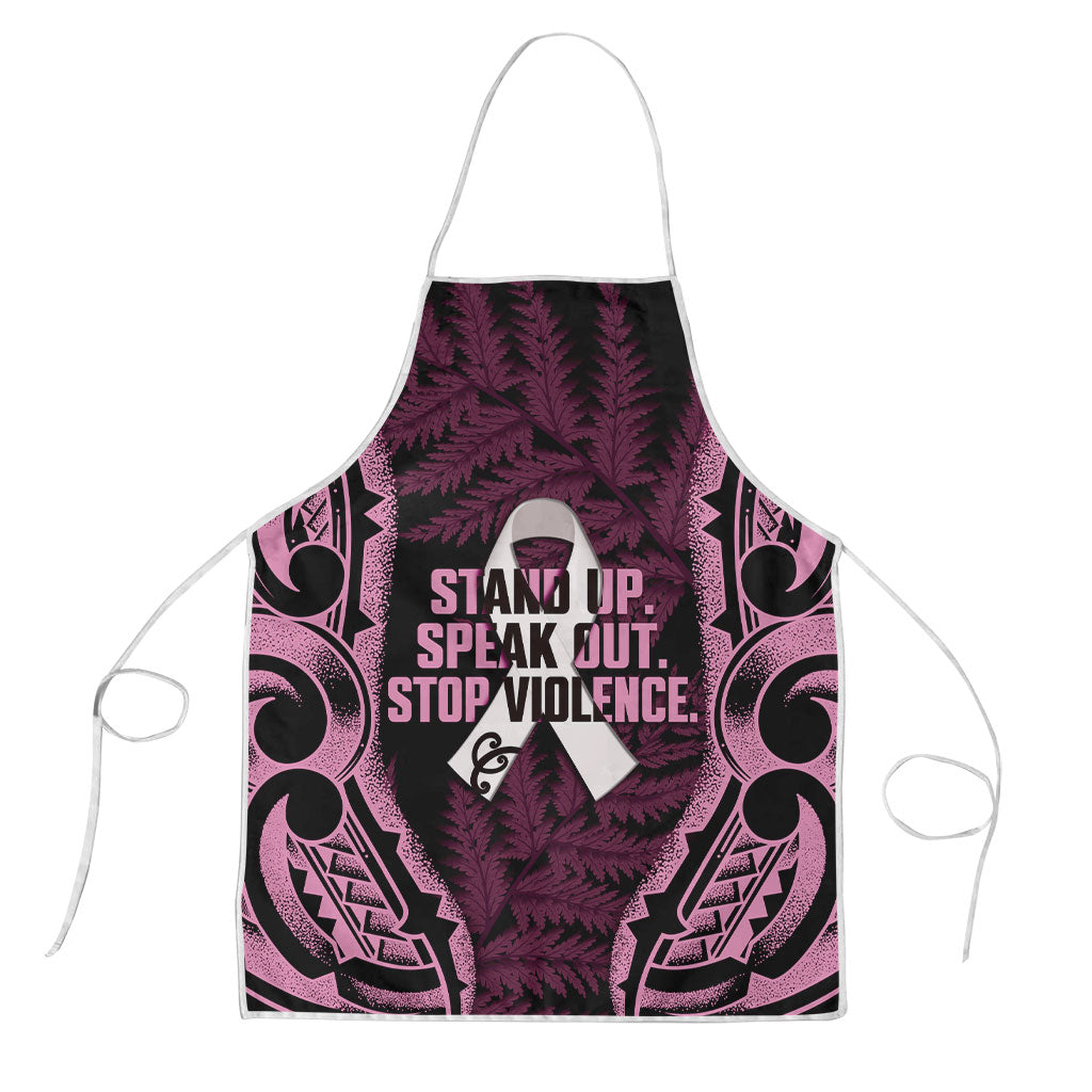 White Ribbon Day New Zealand Apron Respect Women Maori Pattern Pink