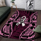 White Ribbon Day New Zealand Area Rug Respect Women Maori Pattern Pink