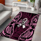White Ribbon Day New Zealand Area Rug Respect Women Maori Pattern Pink