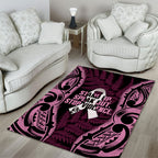 White Ribbon Day New Zealand Area Rug Respect Women Maori Pattern Pink