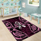 White Ribbon Day New Zealand Area Rug Respect Women Maori Pattern Pink