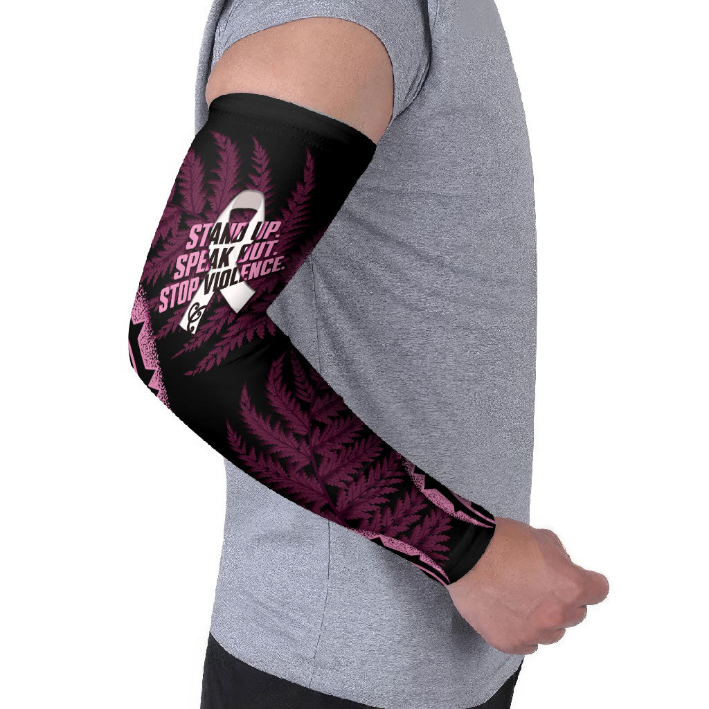 White Ribbon Day New Zealand Arm Sleeves Respect Women Maori Pattern Pink