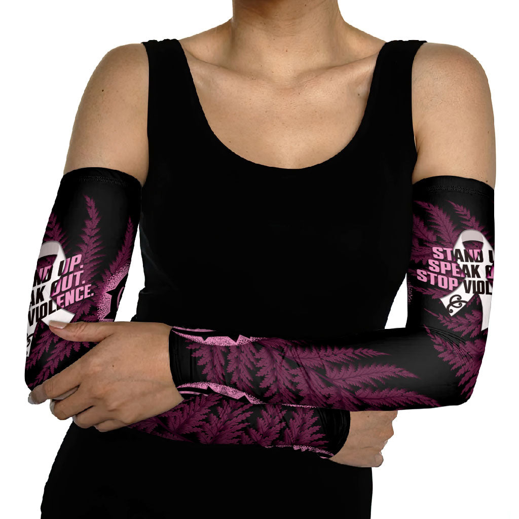 White Ribbon Day New Zealand Arm Sleeves Respect Women Maori Pattern Pink
