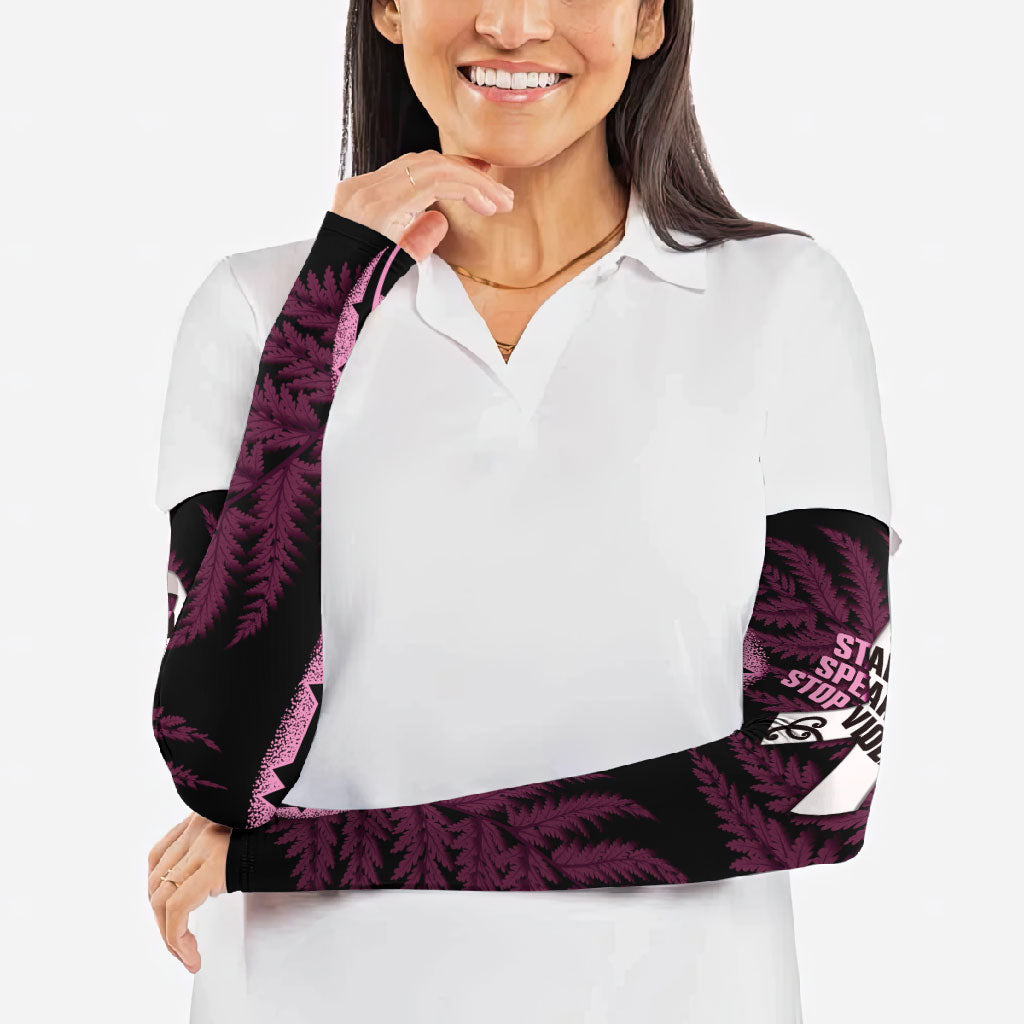 White Ribbon Day New Zealand Arm Sleeves Respect Women Maori Pattern Pink