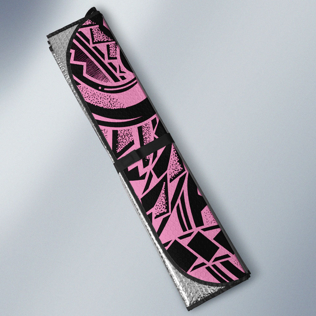 White Ribbon Day New Zealand Auto Sun Shade Respect Women Maori Pattern Pink