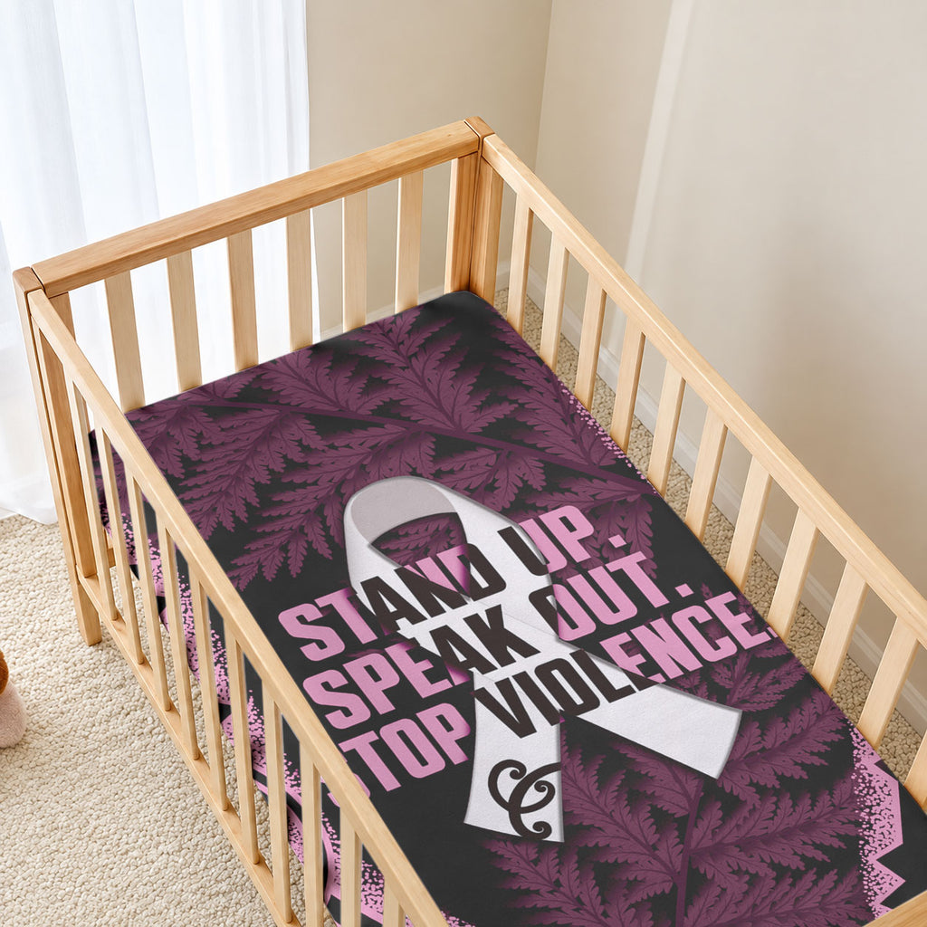 White Ribbon Day New Zealand Baby Bed Cover Respect Women Maori Pattern Pink
