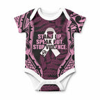 White Ribbon Day New Zealand Baby Onesie Respect Women Maori Pattern Pink