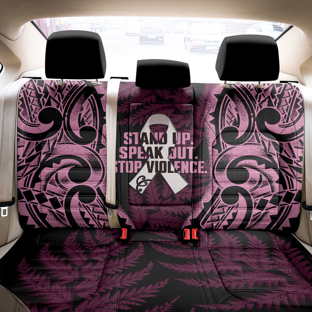 White Ribbon Day New Zealand Back Car Seat Cover Respect Women Maori Pattern Pink